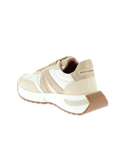 Hyde Woman snekers da donna in ecopelle e tessuto bianca e beige ALEXANDER SMITH | HYW1403YBEX